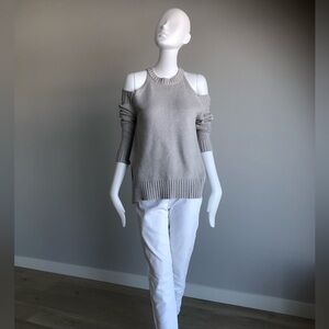 J.O.A. Sweater/ Taupe Cold Shoulder